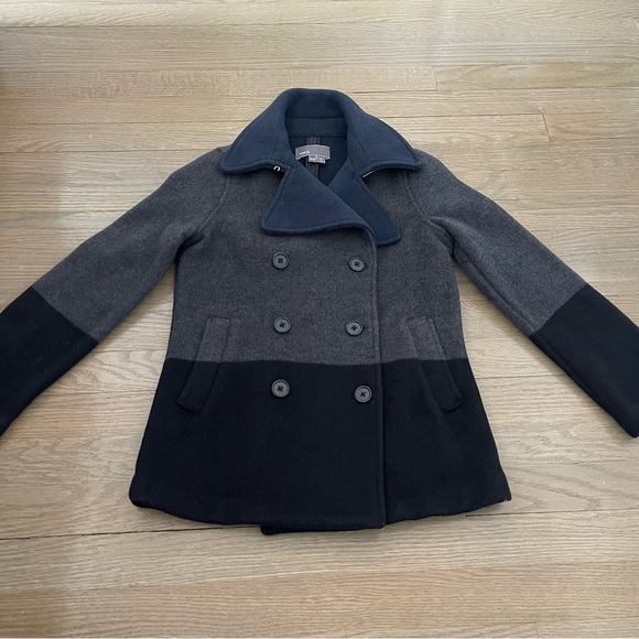 Vince Kids Wool Color Block Navy Black Gray Peacoat Girls Size Small